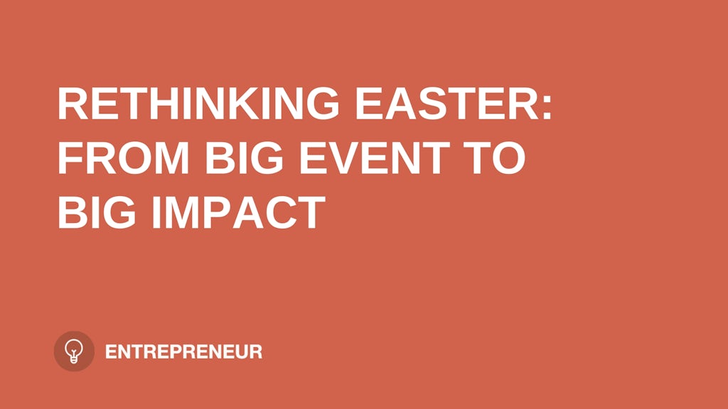 text "RETHINKING EASTER: FROM BIG EVENT TO BIG IMPACT" on orange background leaders.church